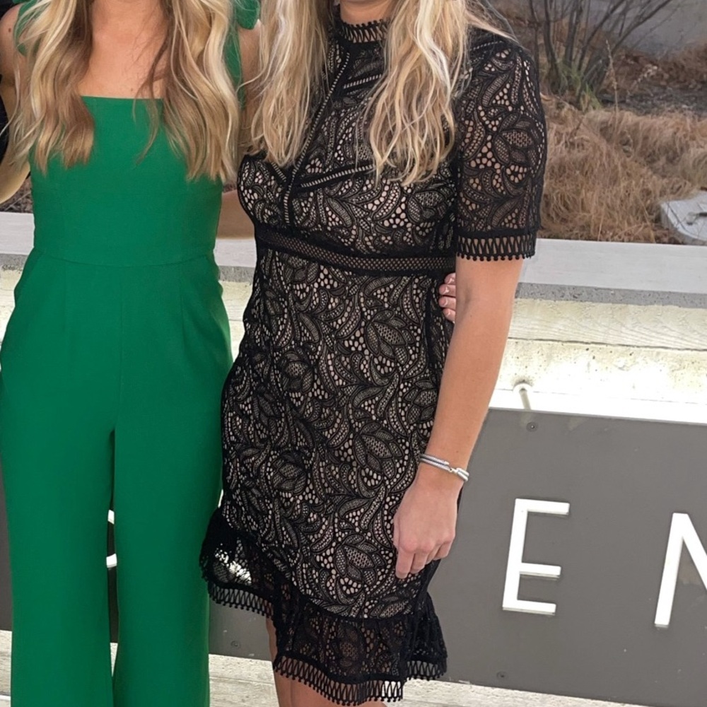 Bardot Black Lace Midi Dress
